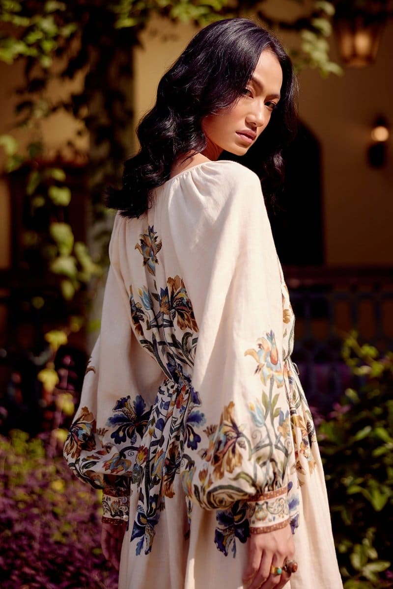 Linear Printed Linen Dress