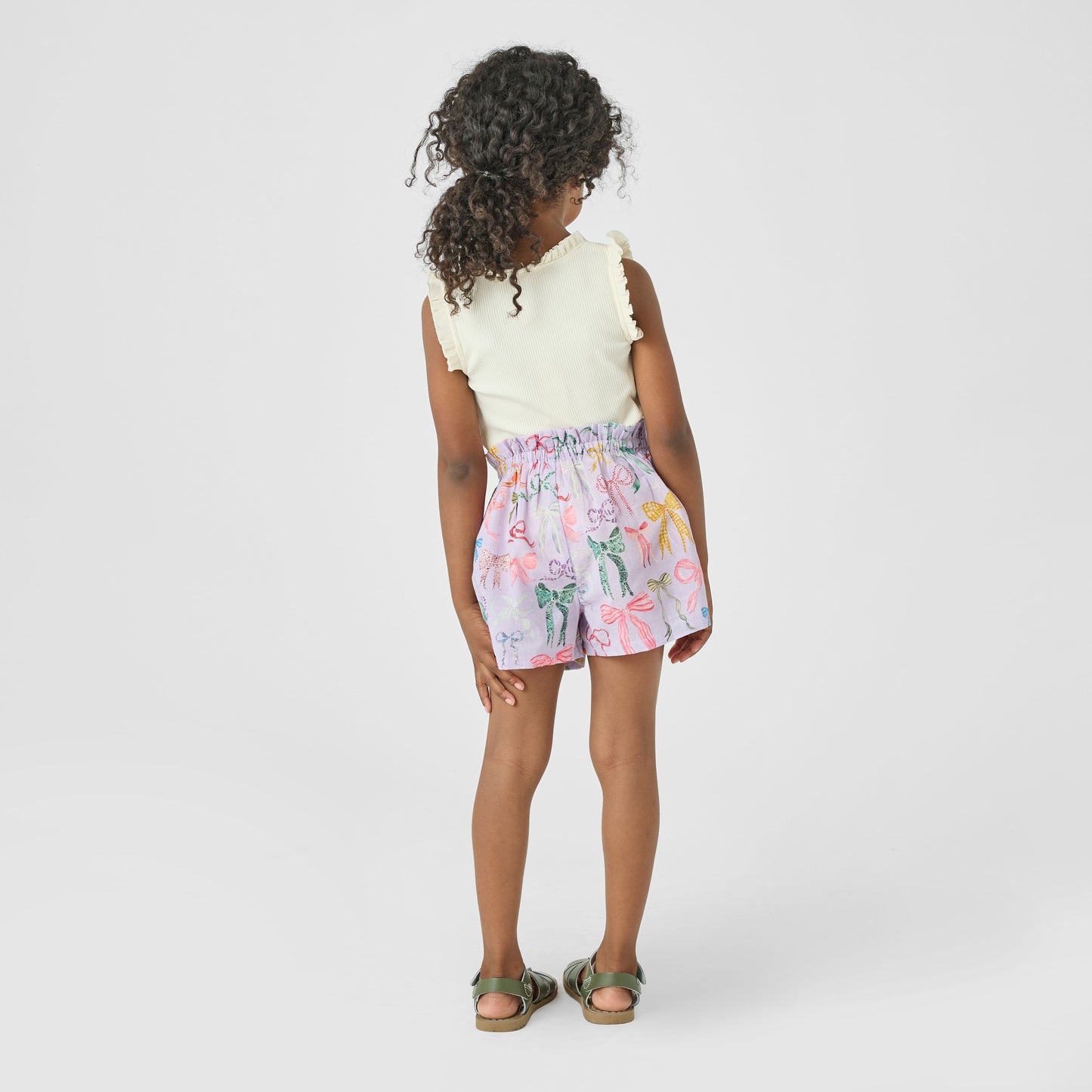 Girls Ruffle Theodore Short- Lavender Watercolor Bows