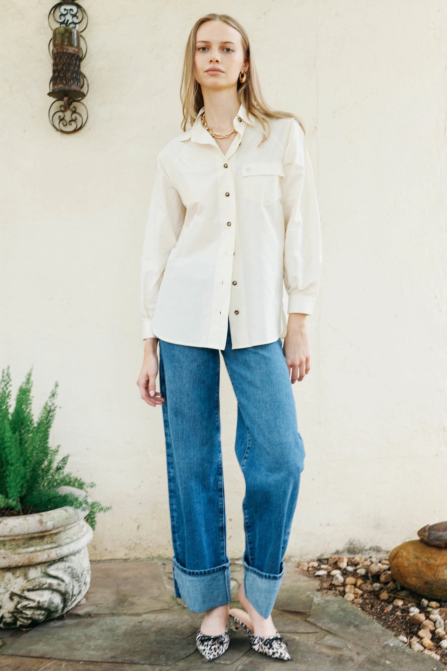 Aunt Beth's Ranch Shirt- Ivory
