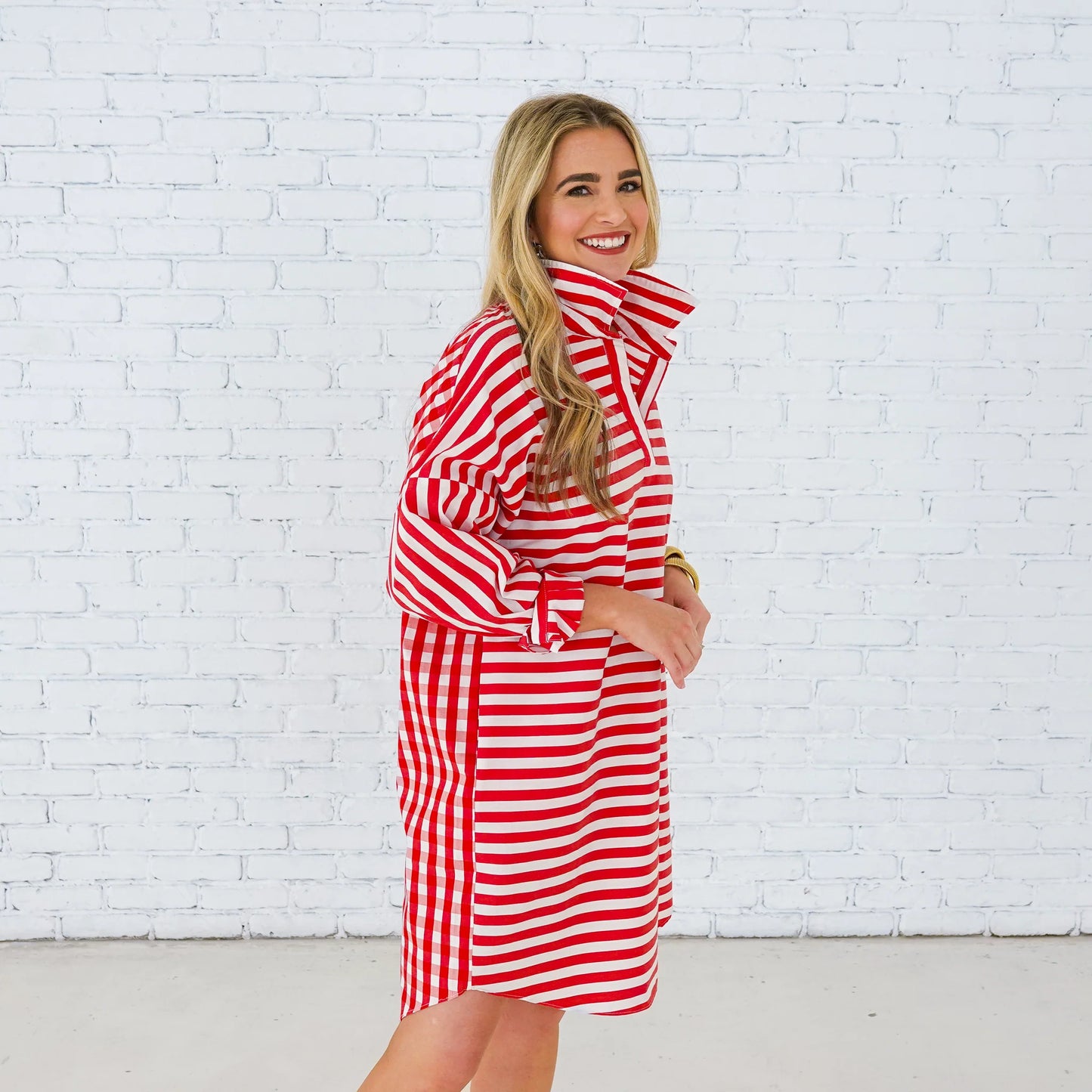 Preppy Dress- Stripe + Gingham Red