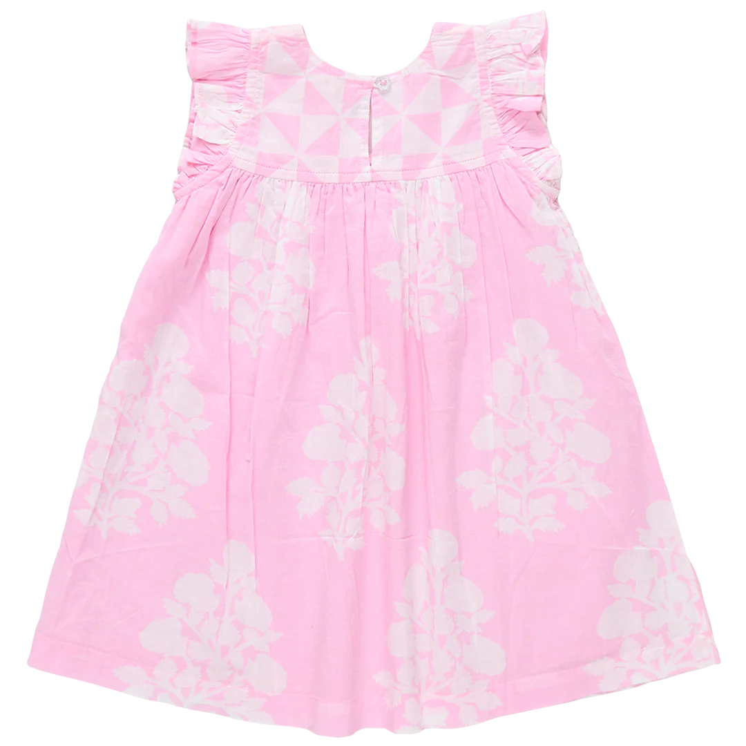 Girls Courtney Dress- Pink Bouquet Floral