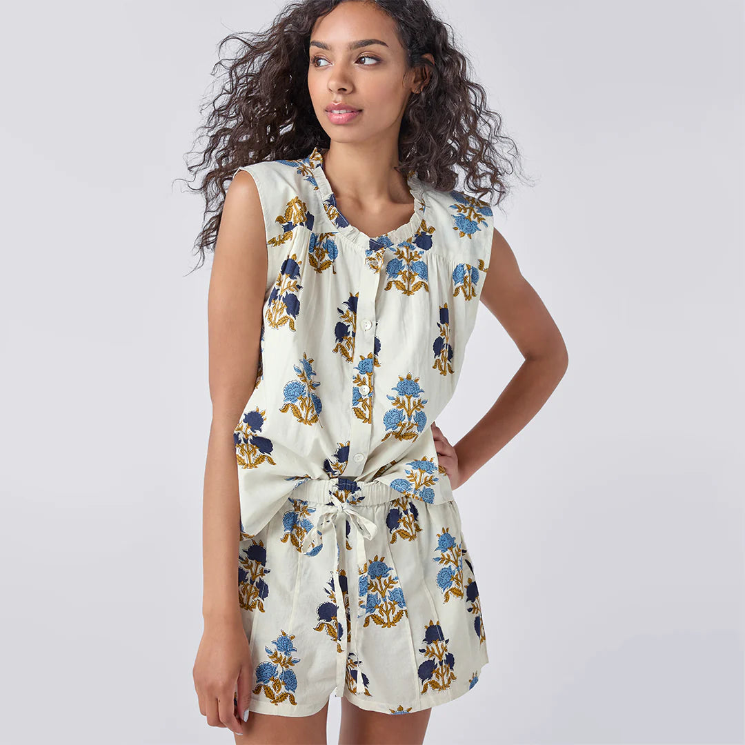Women's Theodore Short- White Flowerette