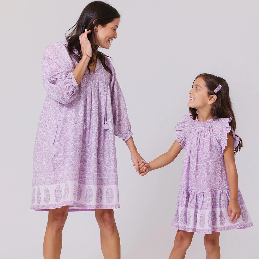 Girls Harper Dress-Lavender Floral Garden