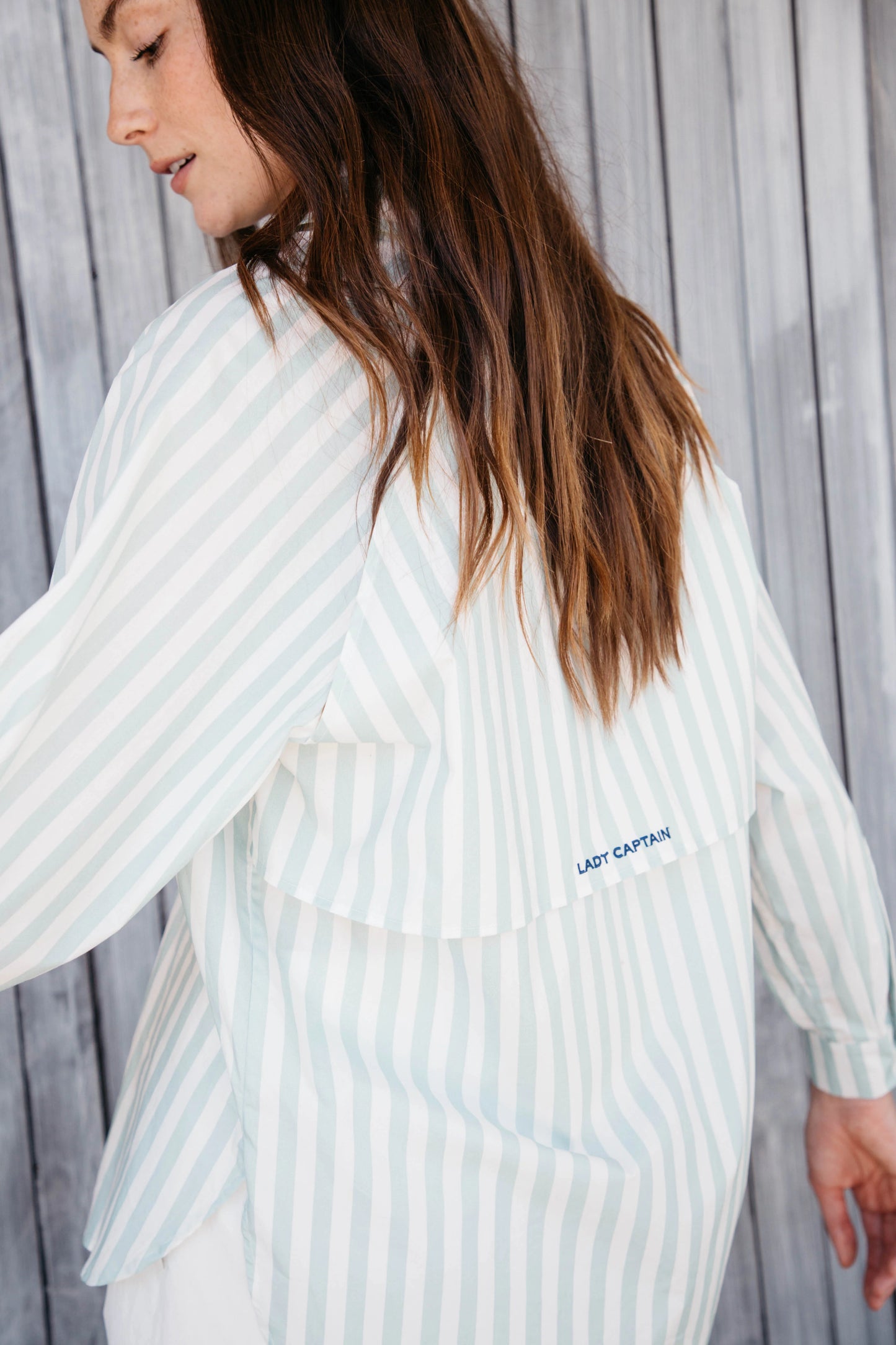 The Captain Shirt- Sea Foam Stripe