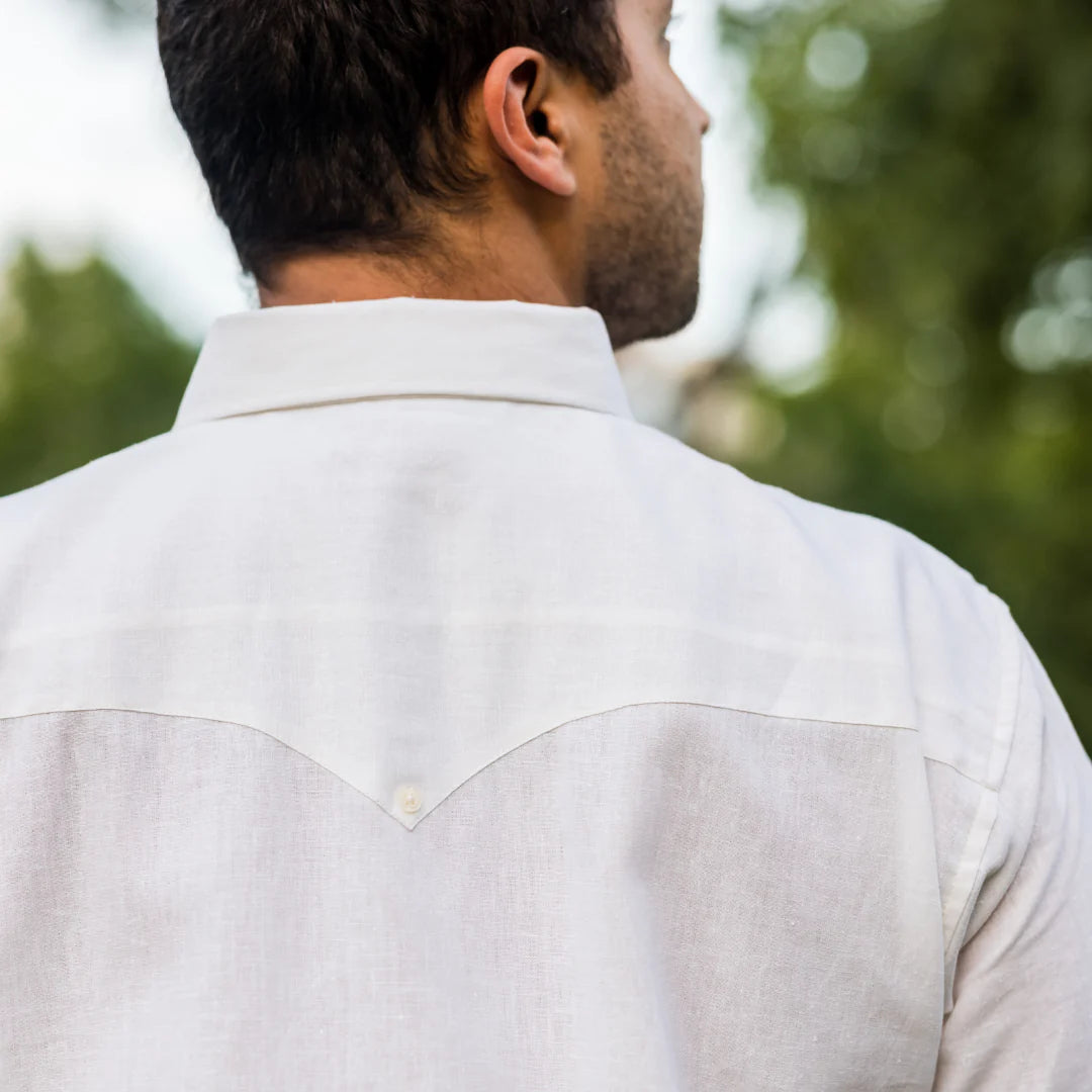 Guayabera Libre- White/Burnt Orange