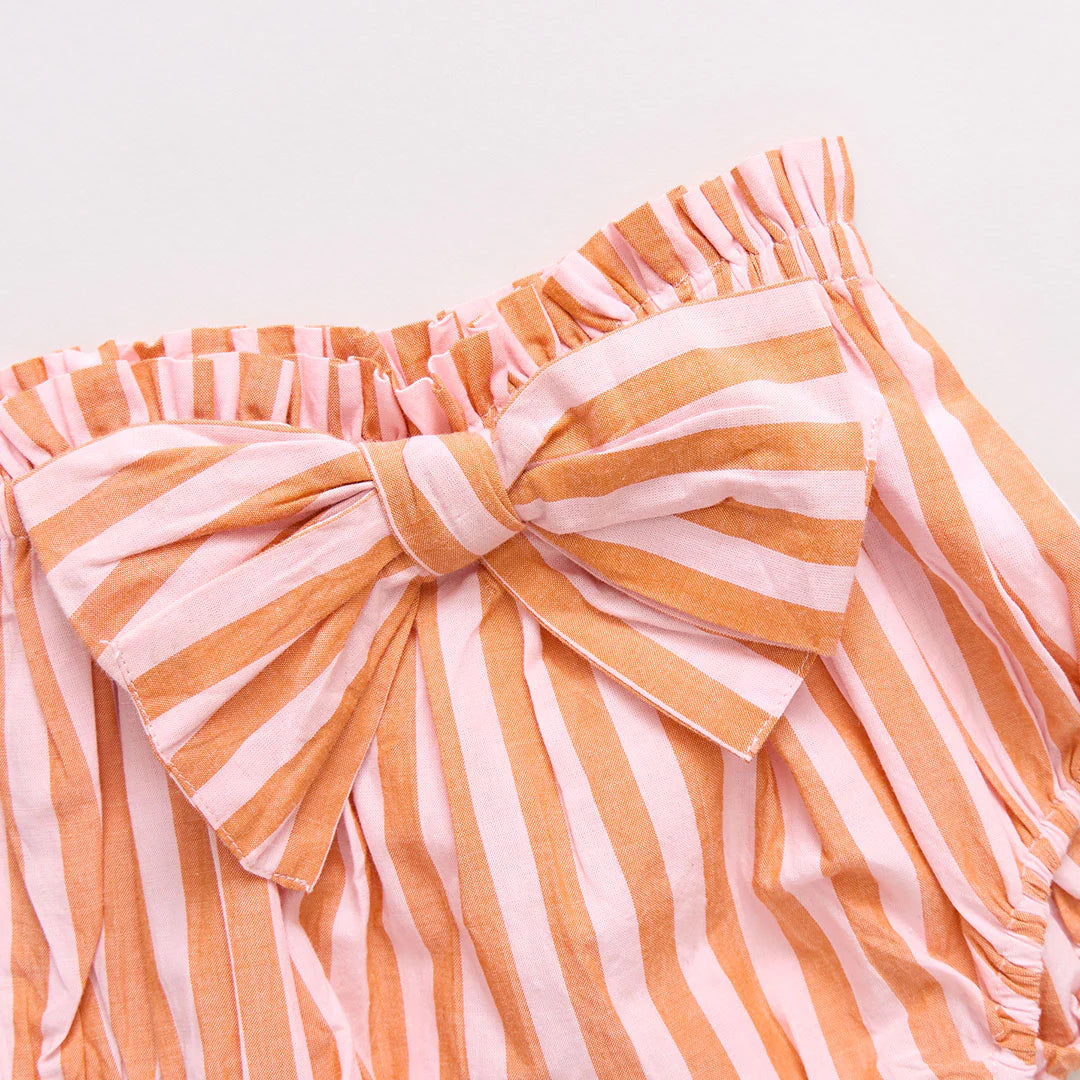 Baby Girls Abigail 2-Piece Set- Orange + Pink Stripe