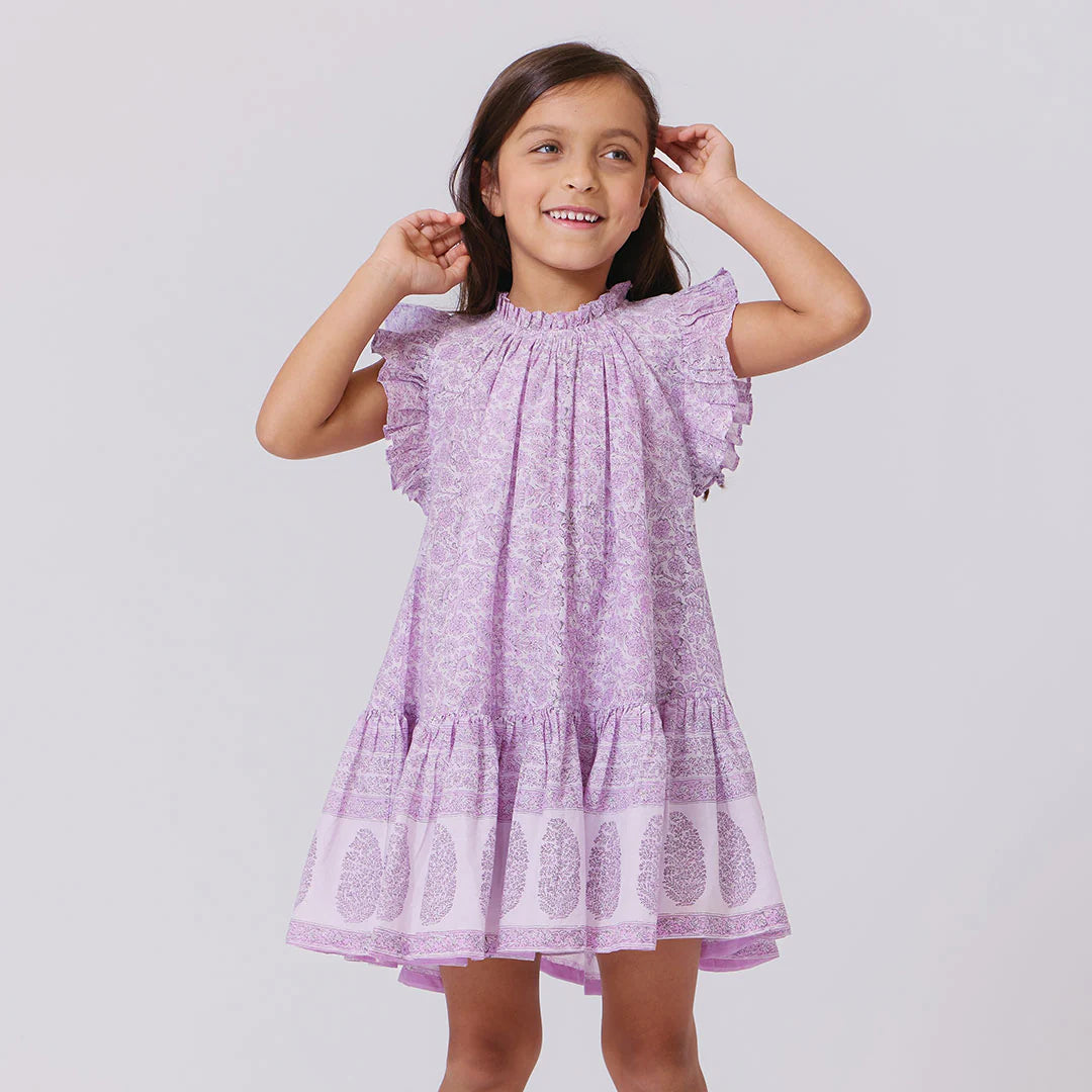 Girls Harper Dress-Lavender Floral Garden