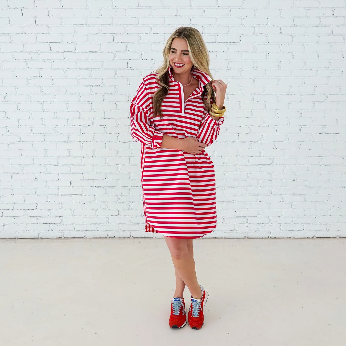 Preppy Dress- Stripe + Gingham Red