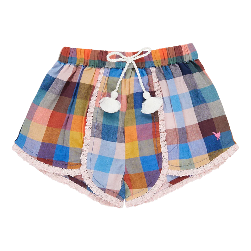 Girls Millie Short- Technicolor Check