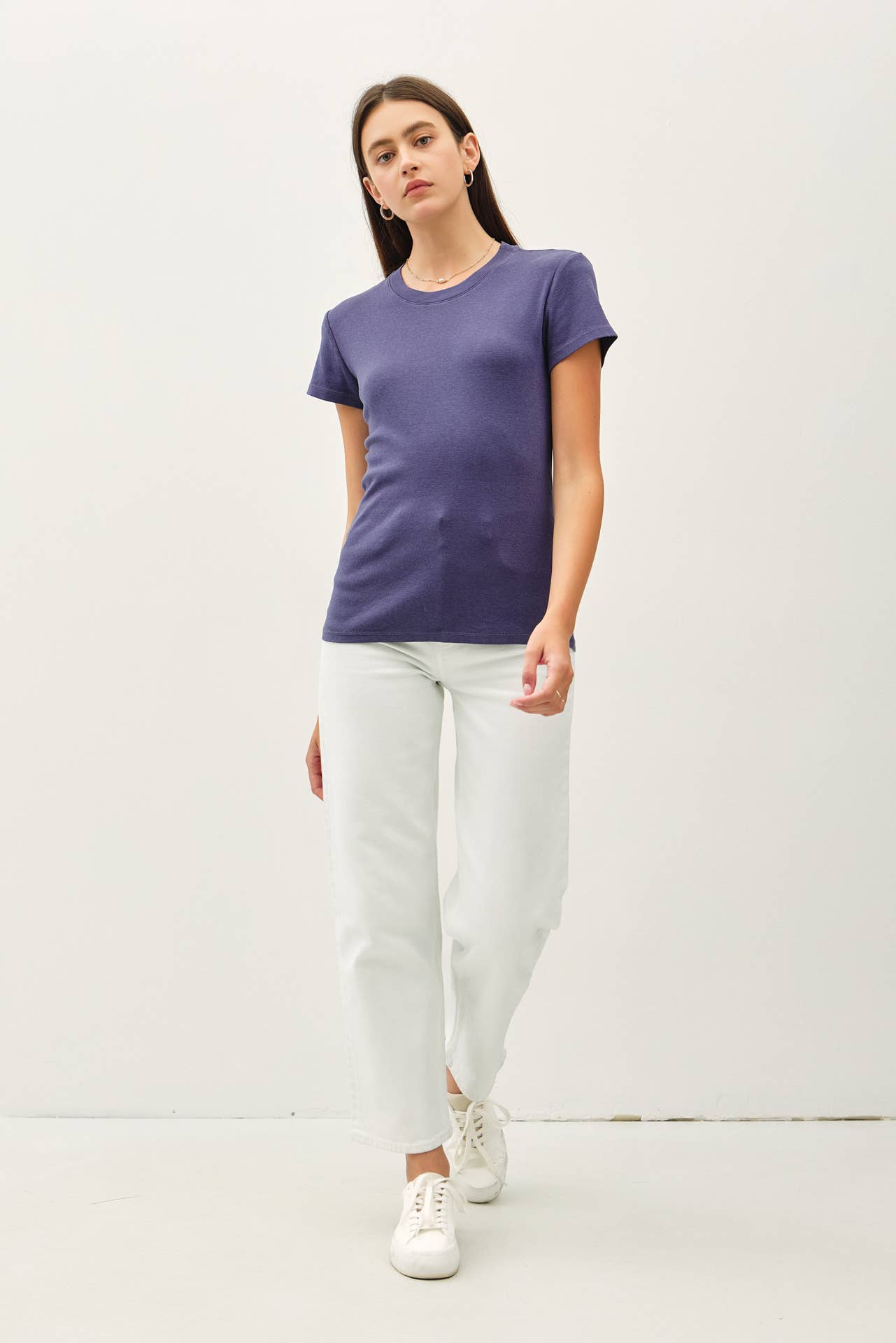 Classic Cotton Blend Crewneck- Indigo
