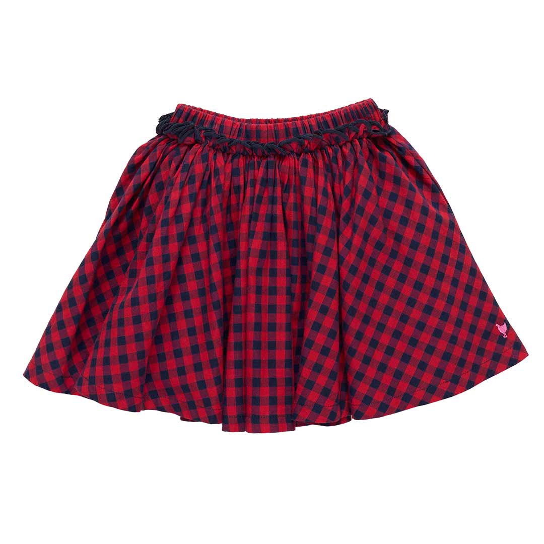 Girls Gianna Skirt- Red Blue Check