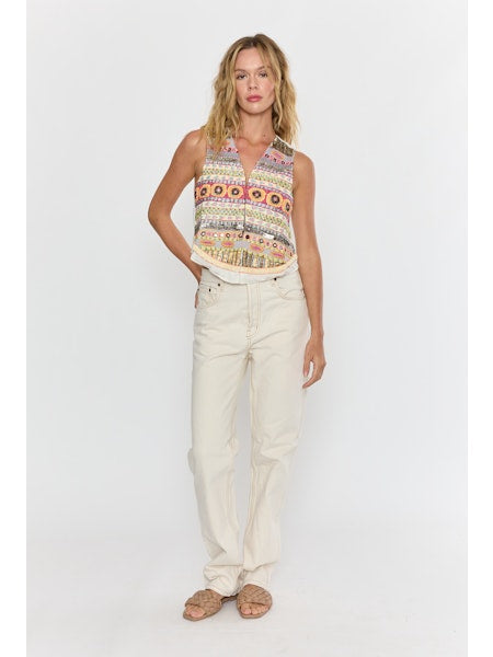 Hazel Embellished Vest- Eggshell