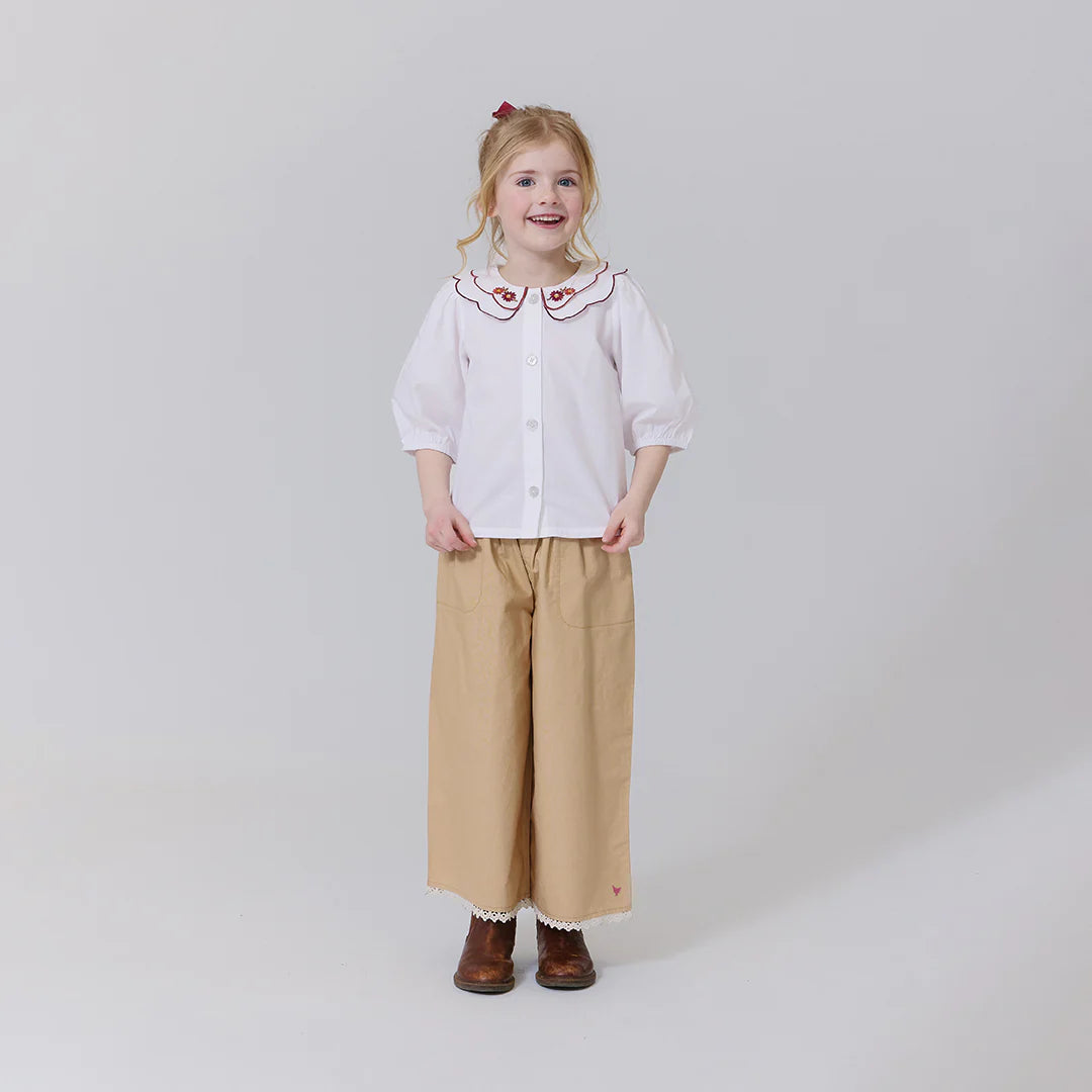 Girls Darcy Top- White Harvest Embroidery