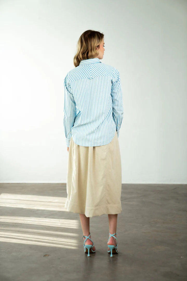 Boyfriend Shirt- Blue Stripe
