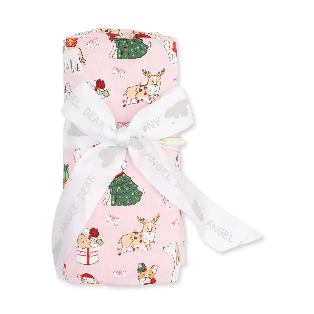 Swaddle Blanket- Pink Christmas Dogs