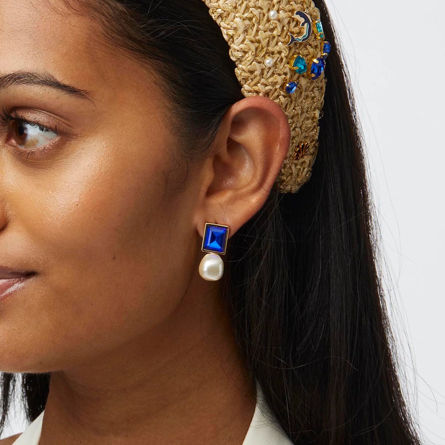 Aegean Blue Pearl Drop Earrings