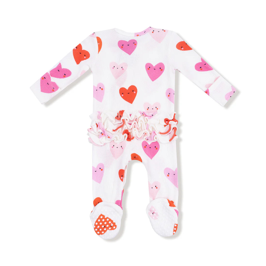 Happy Hearts Valentine 2 Way Ruffle Zipper Romper
