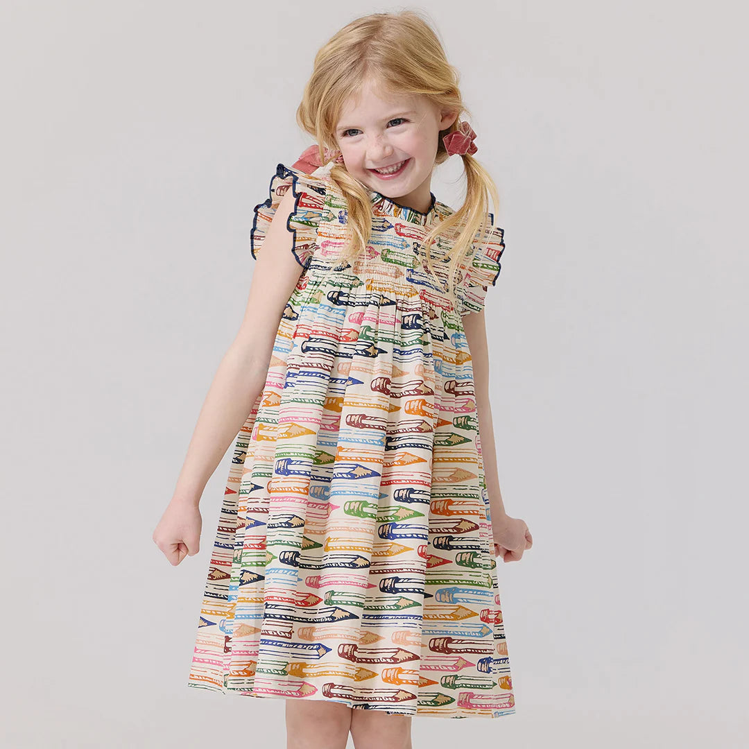 Girls Stevie Dress- Colored Pencils