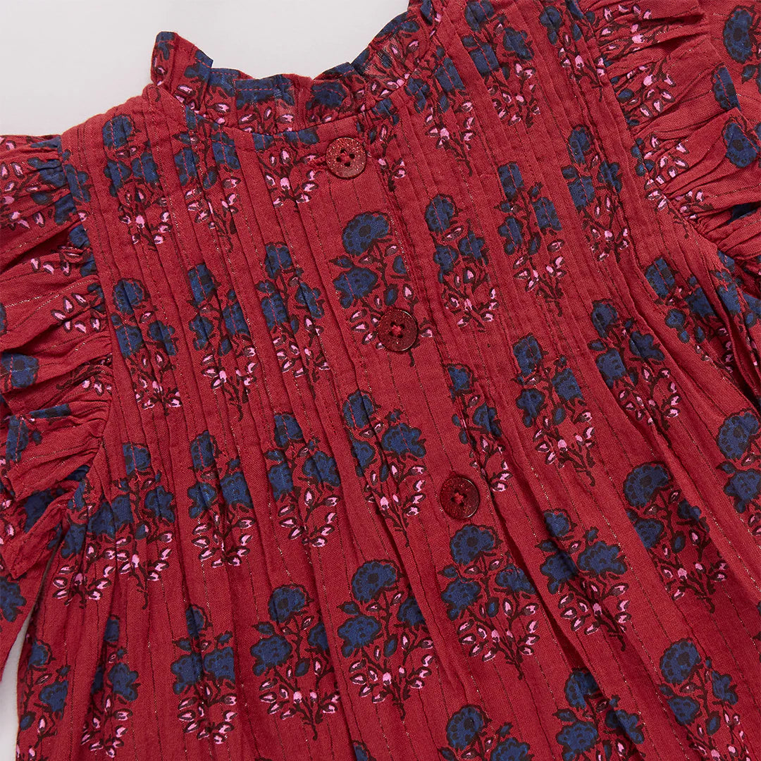 Girls Jaipur Dress- Red Autumn Strawflower