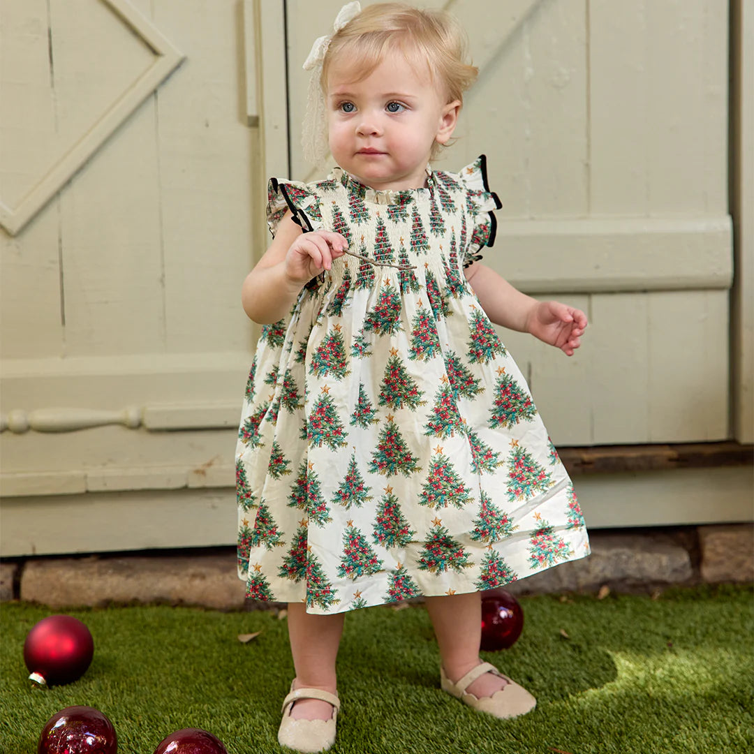 Baby Girls Stevie Dress Set- Vintage Trees