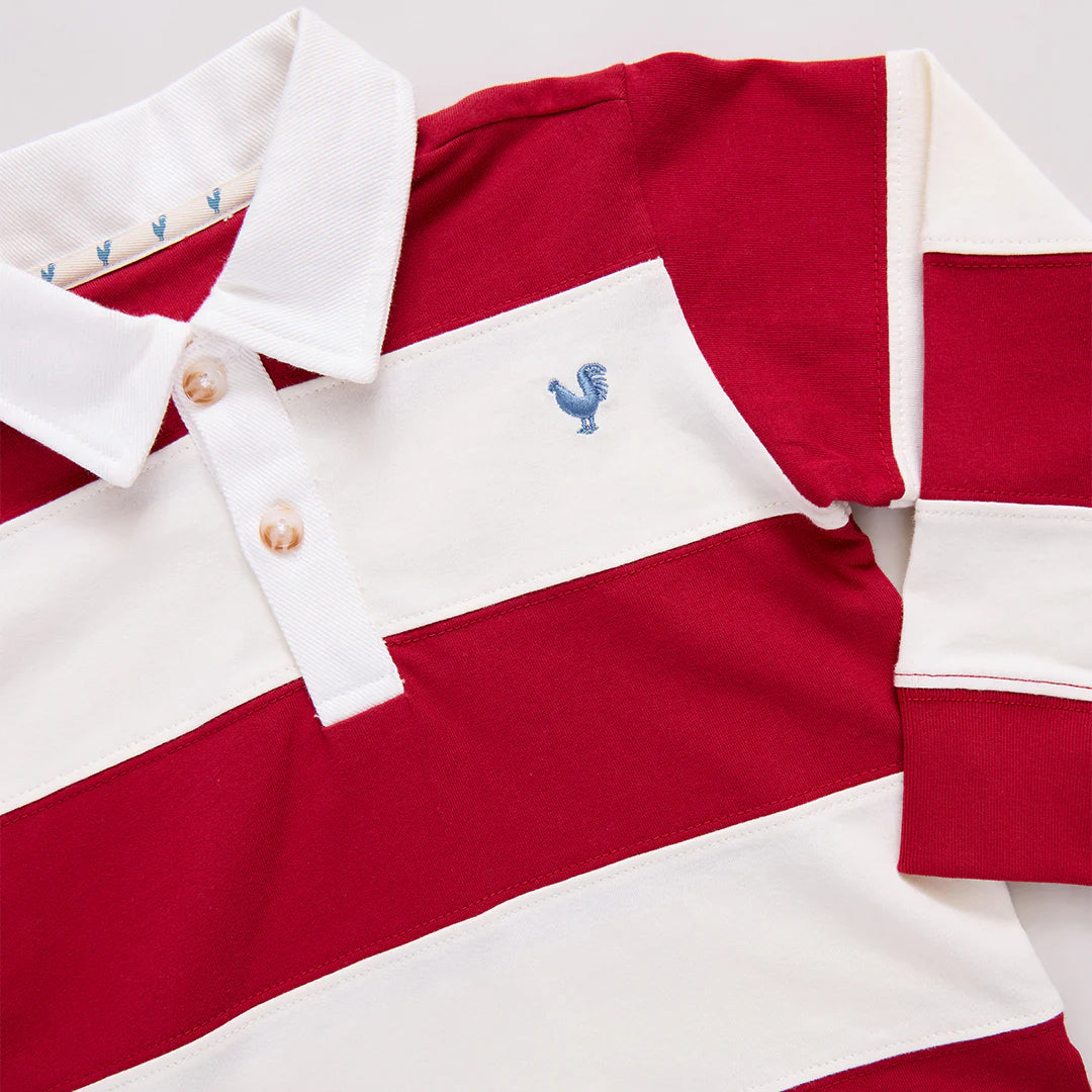 Boys Albert Rugby Shirt- Red + White