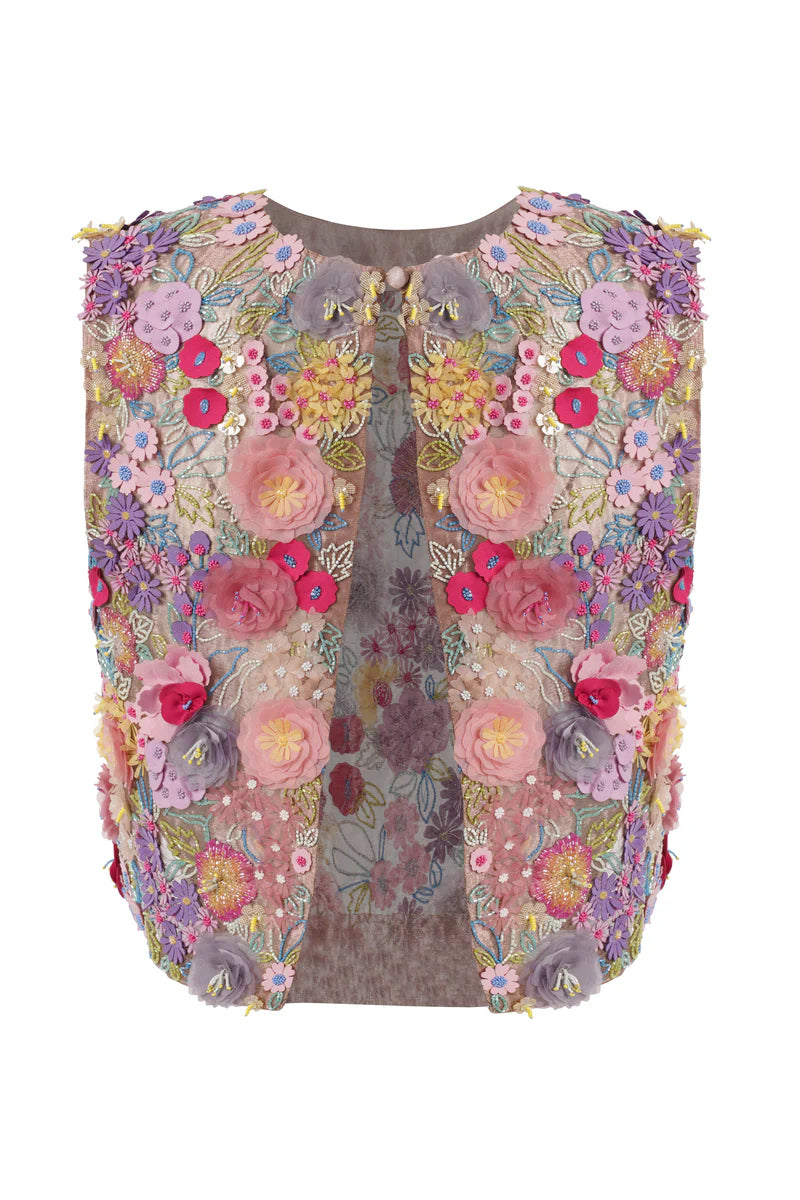 Floral Embrace 3D Embellished Top