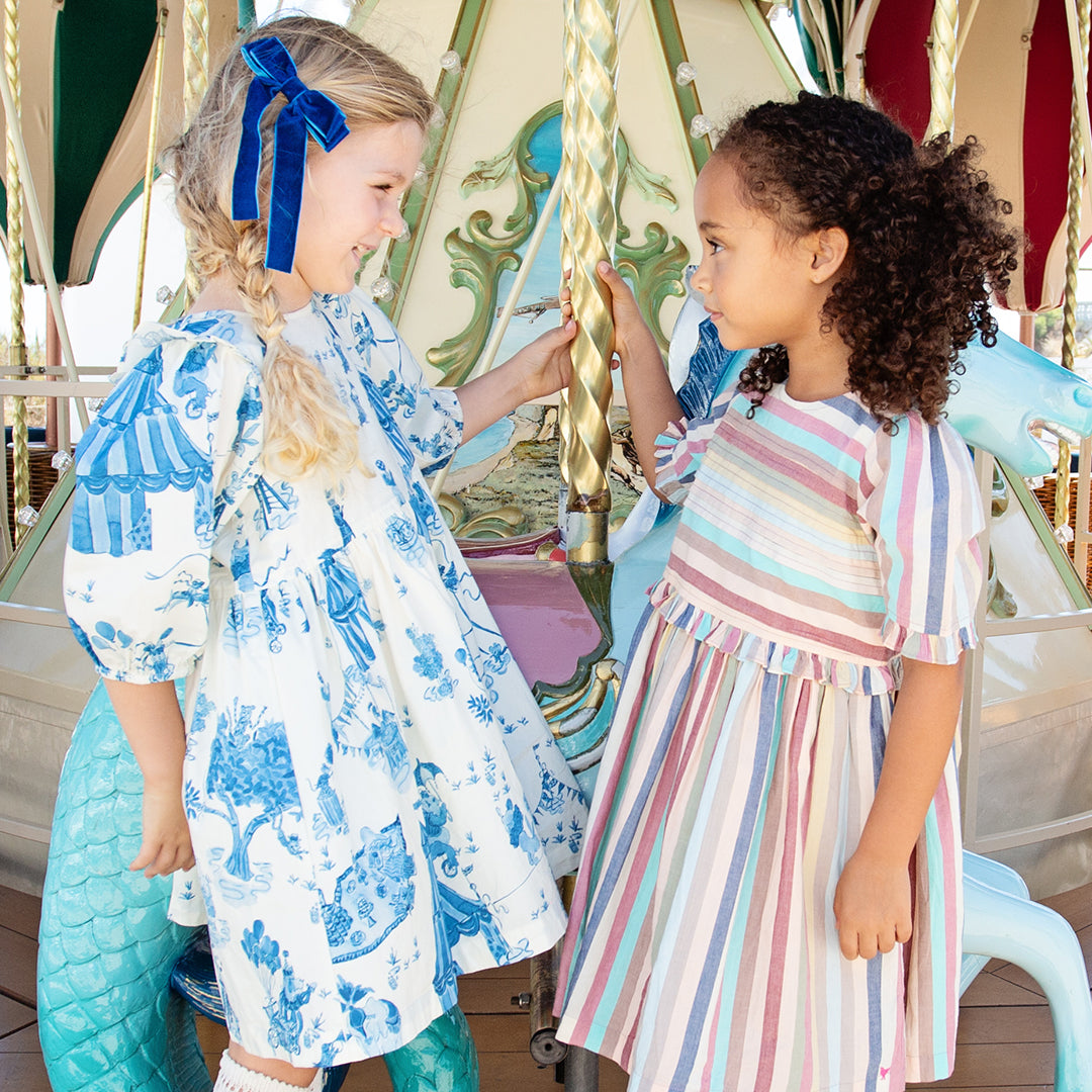 Girls Brooke Dress- Blue Circus