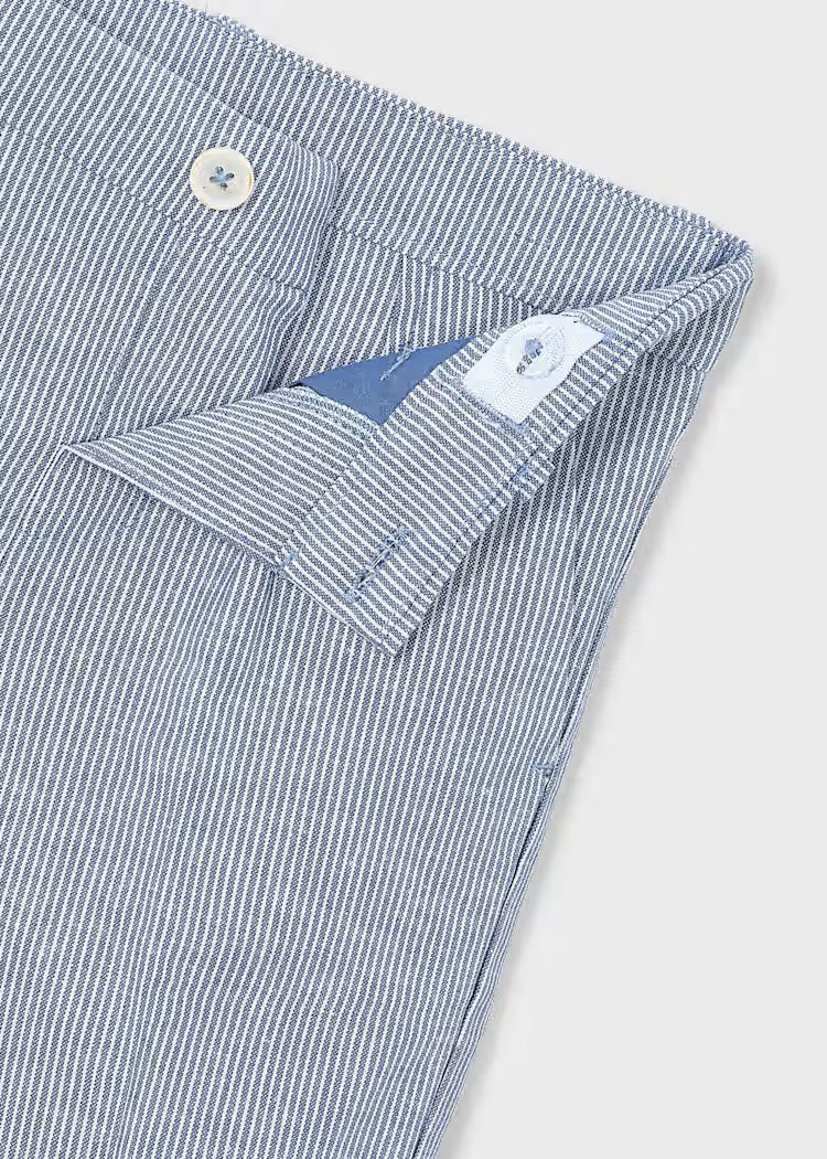 Boys Linen Shorts- Indigo Stripes