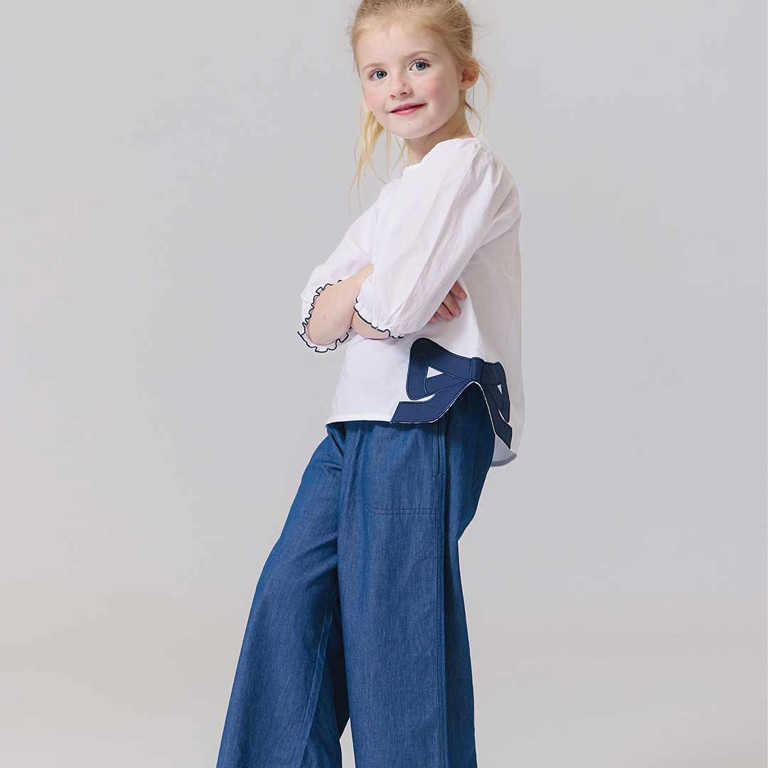 Girls Dana Bow Top- White