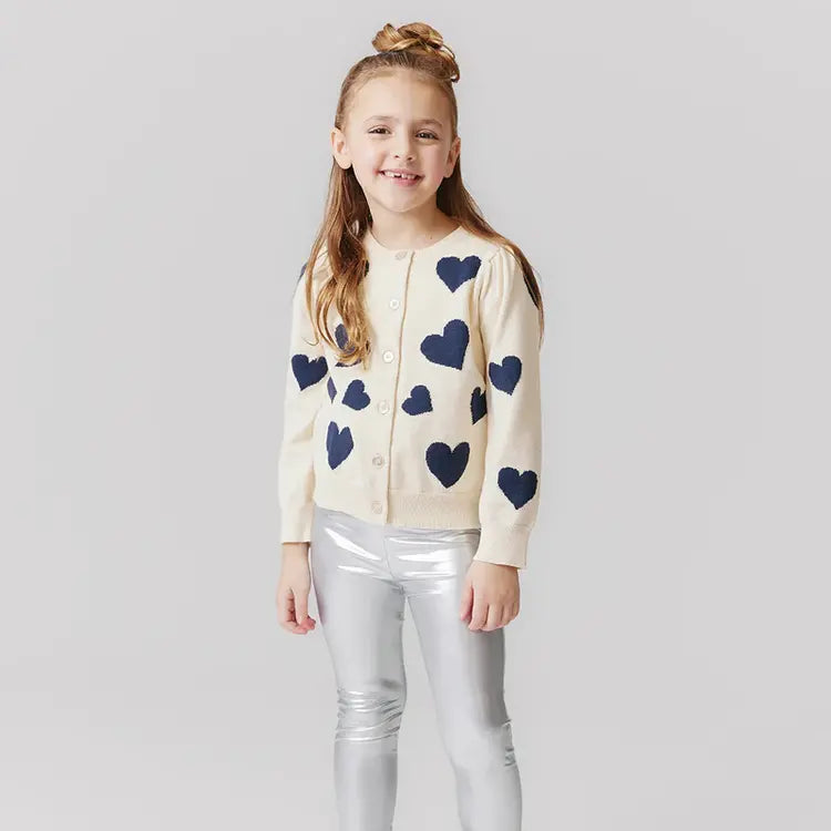 Girls Lame Leggings- Silver