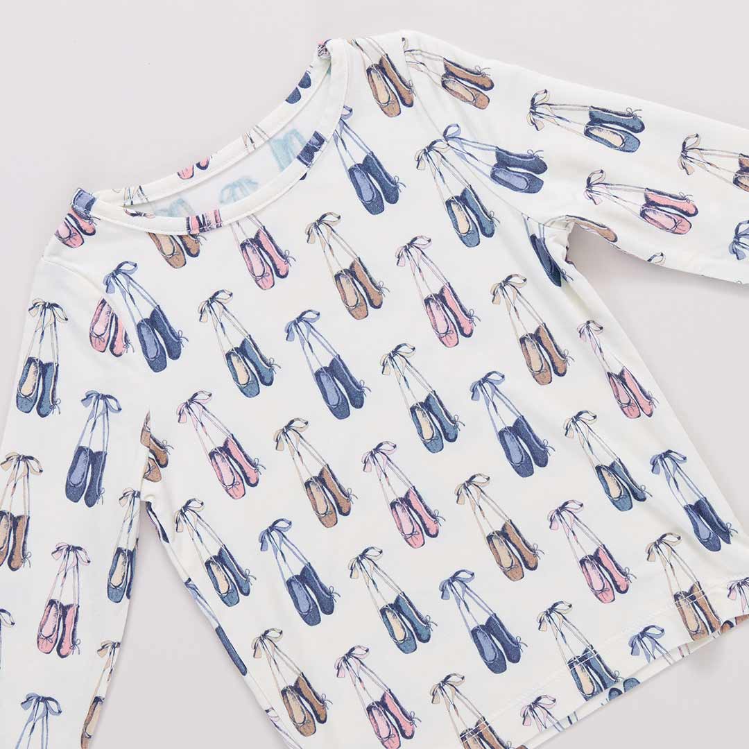 Kids Bamboo PJ Set- Ballet Slippers