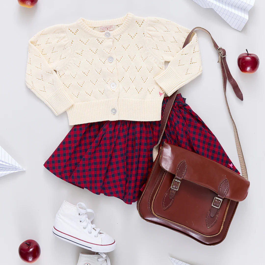 Girls Gianna Skirt- Red Blue Check