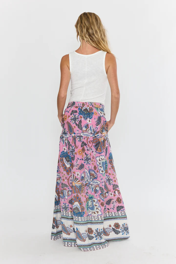 Farrah Tiered Maxi Skirt- Fuchsia
