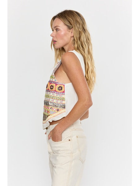 Hazel Embellished Vest- Eggshell