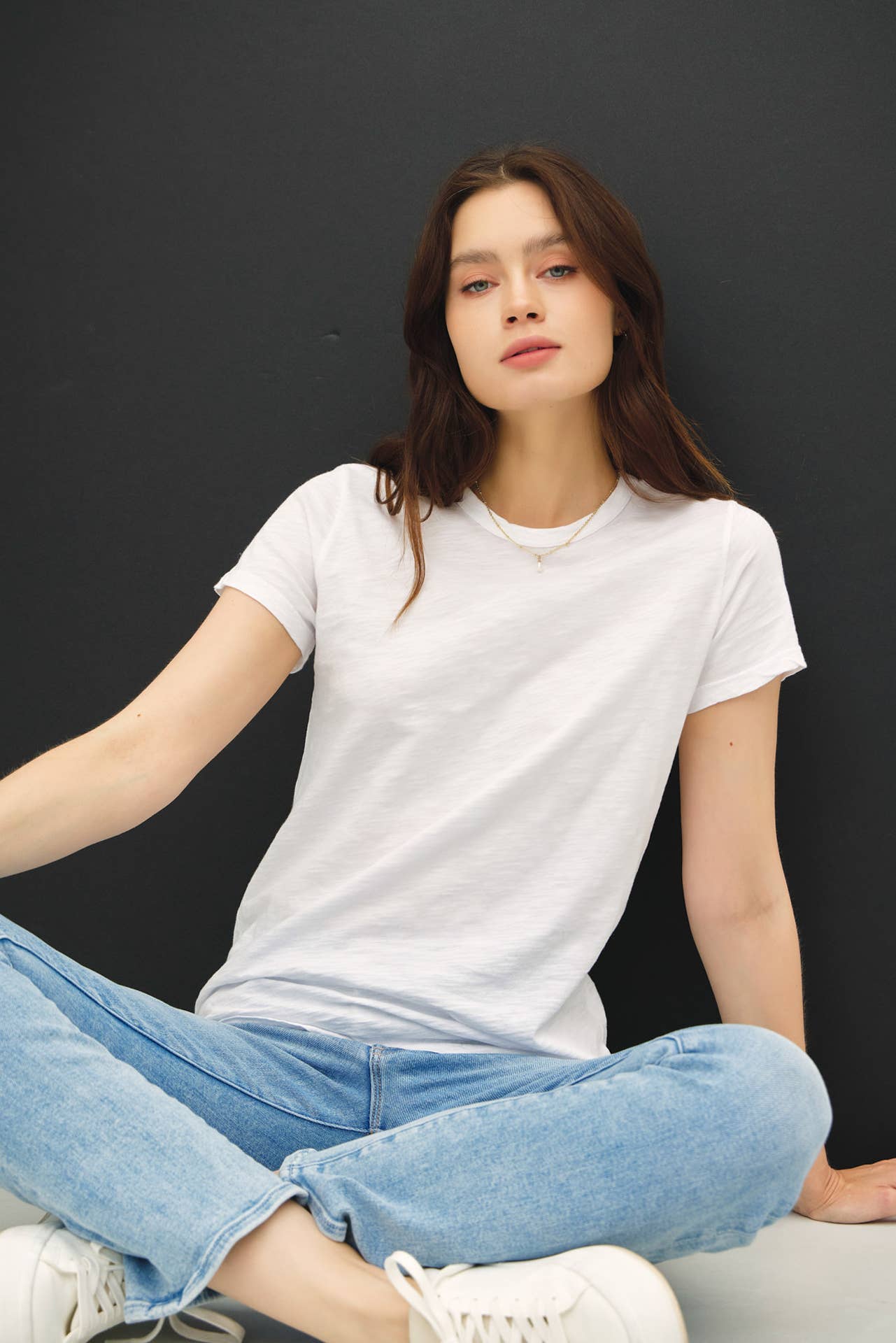 Garment Dyed Slub Tee- White
