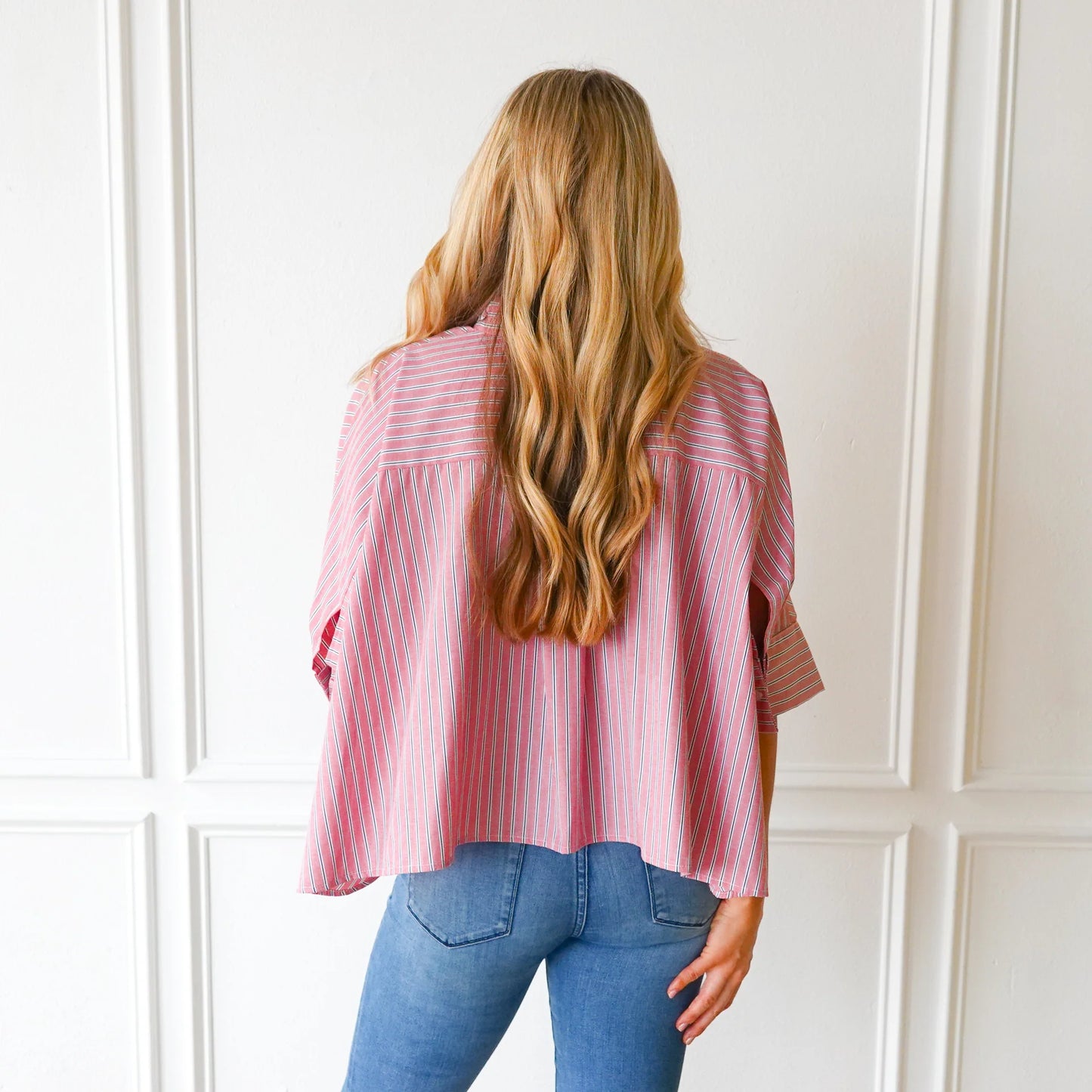 Abby Swing Top- Red + Black Stripe