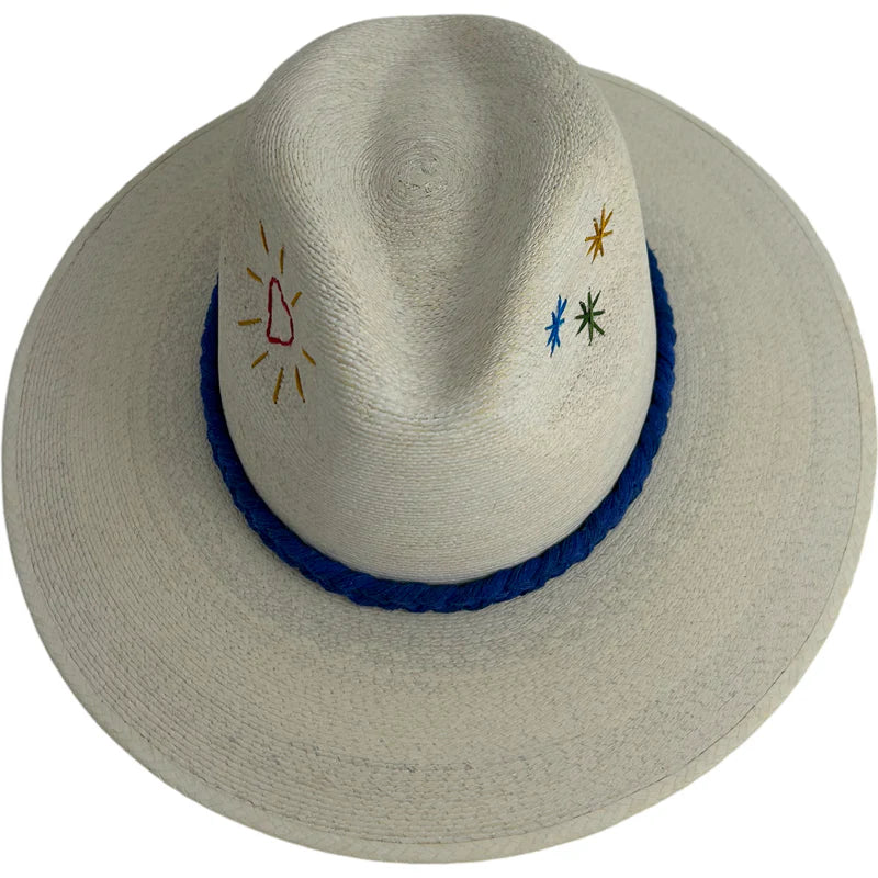 White Palm Hat- Heart Bursts