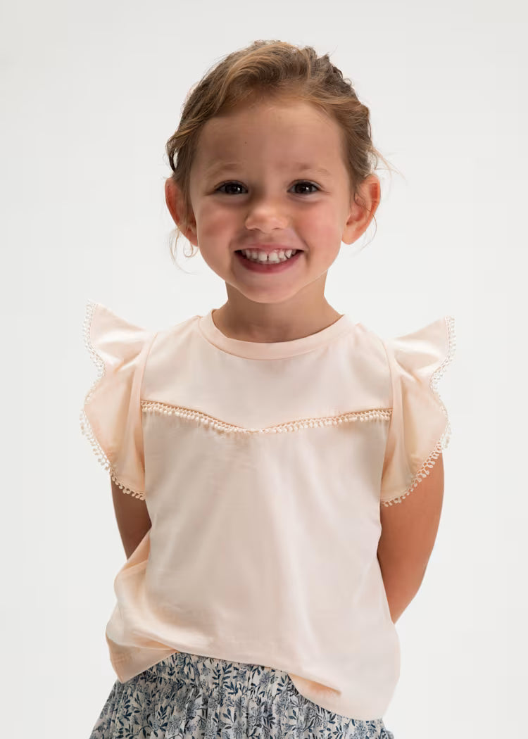 Ruffle T-Shirt in Salmon