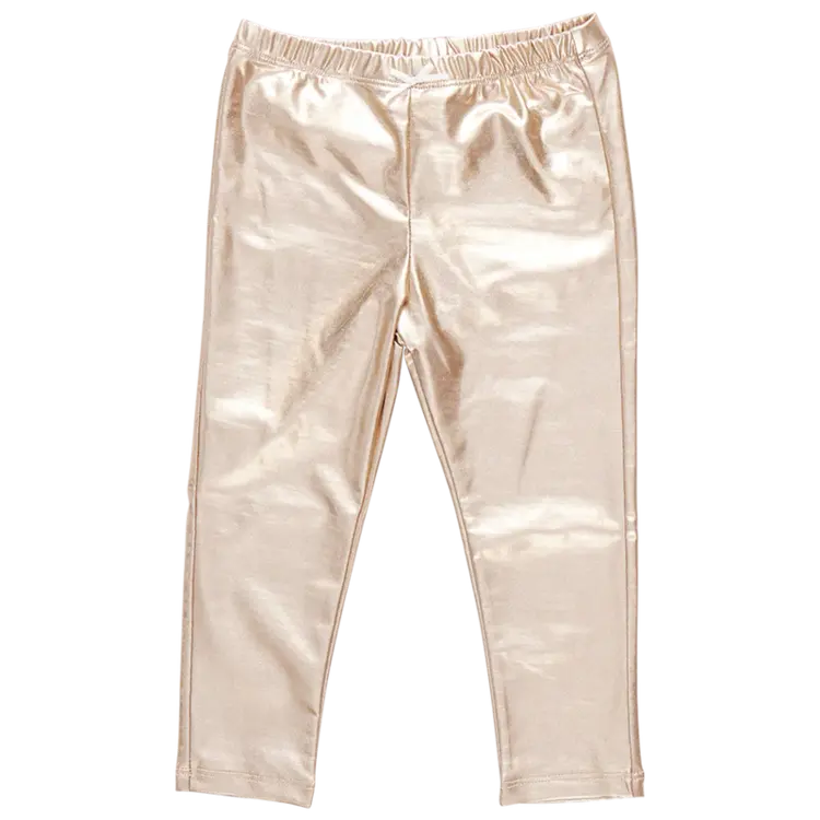 Girls Lame Leggings- Light Gold