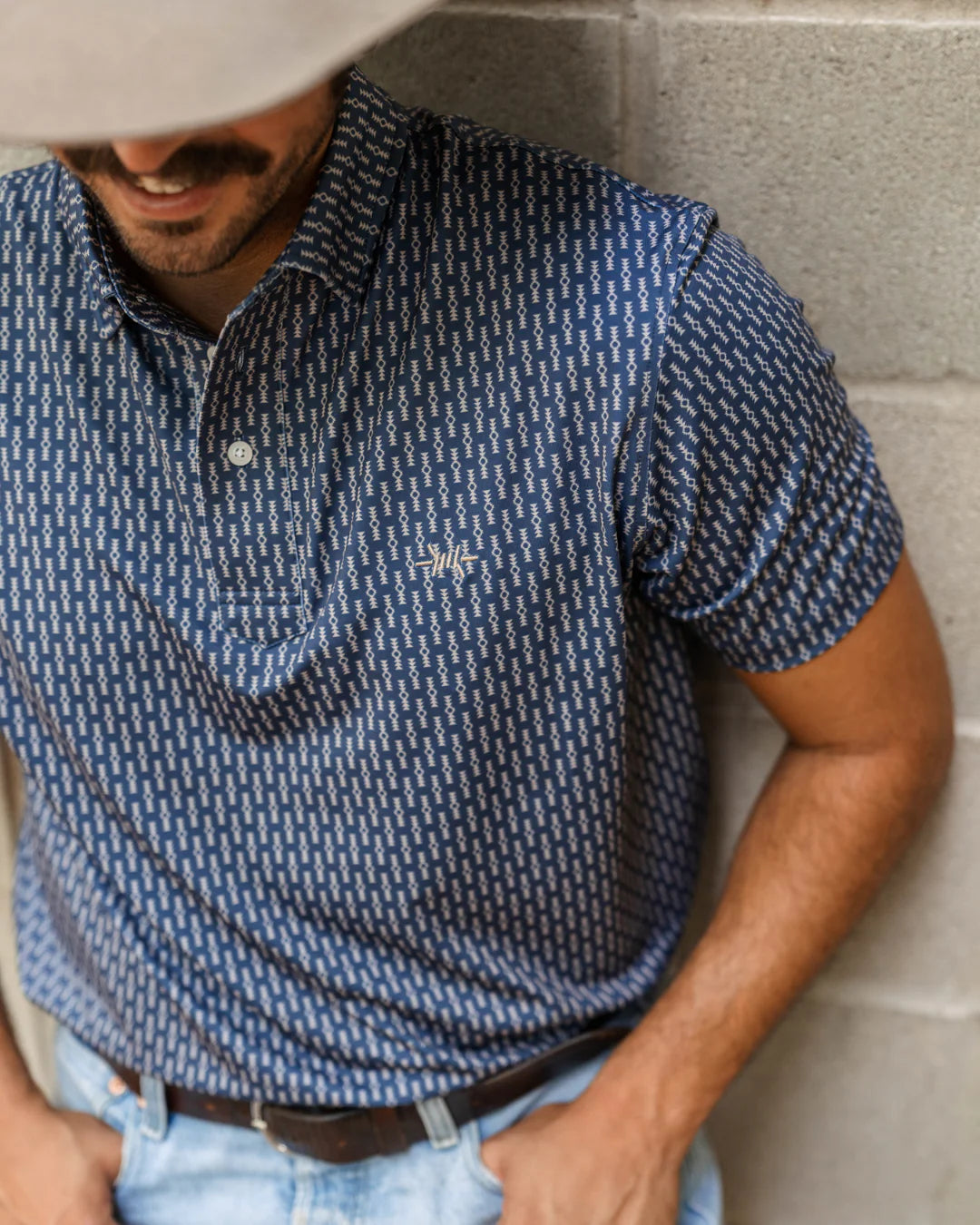 Texas Traditions Polo- Navy Serape