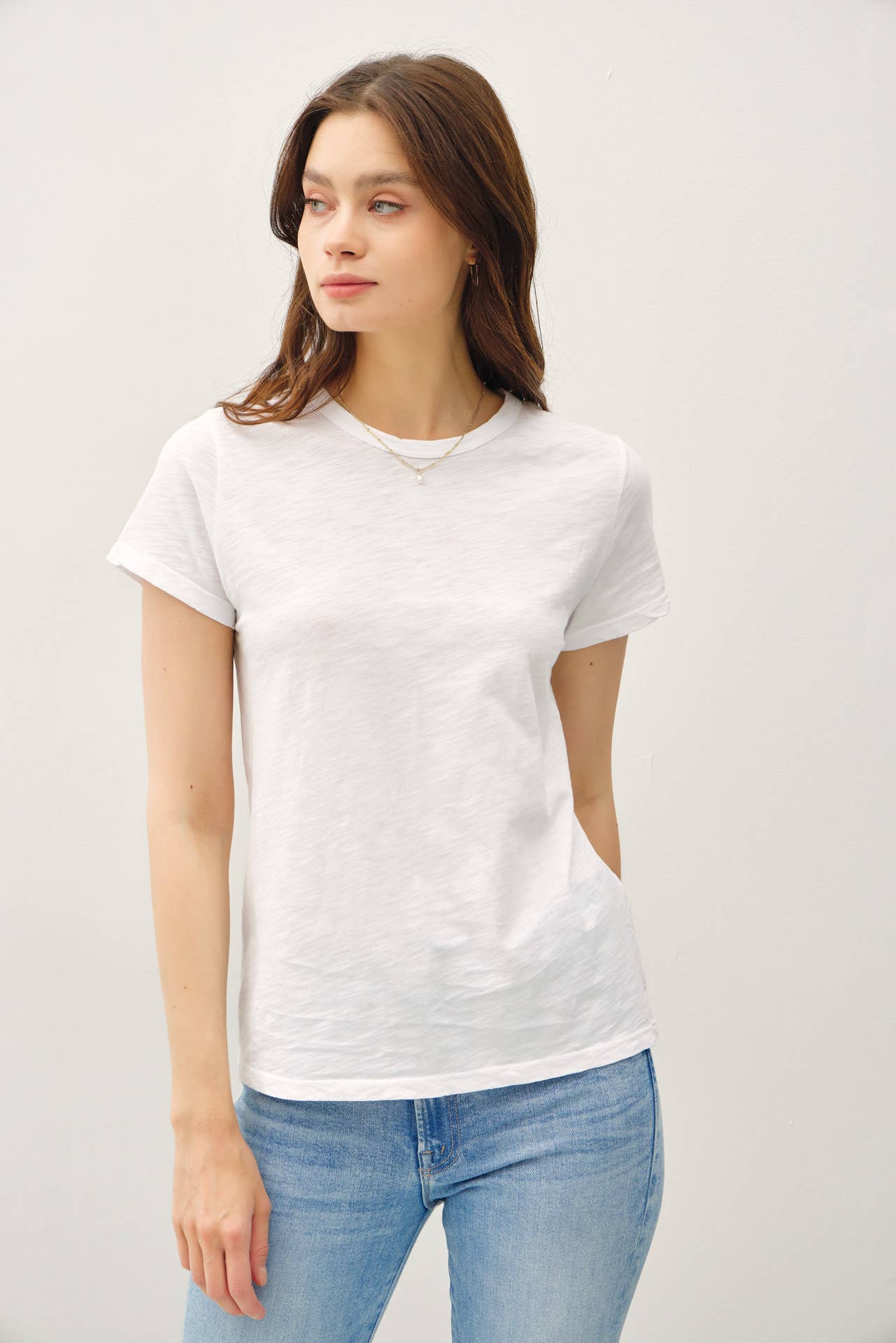 Garment Dyed Slub Tee- White