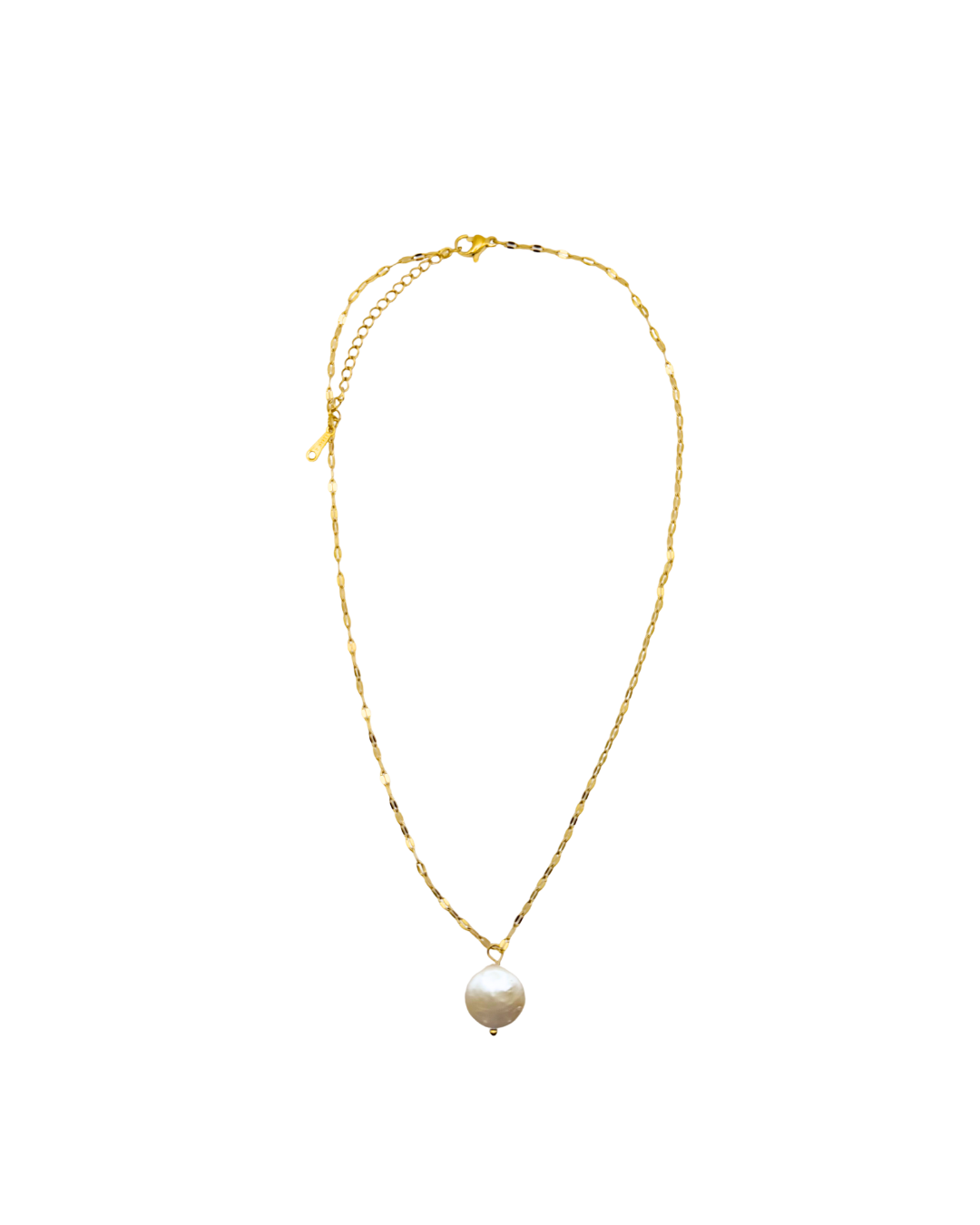 18K Gold & Freshwater Pearl Waterproof Pendant Necklace on Twisty Chain