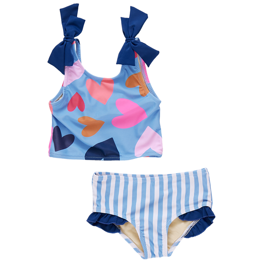 Girls Shelly Tankini- Tossed Hearts