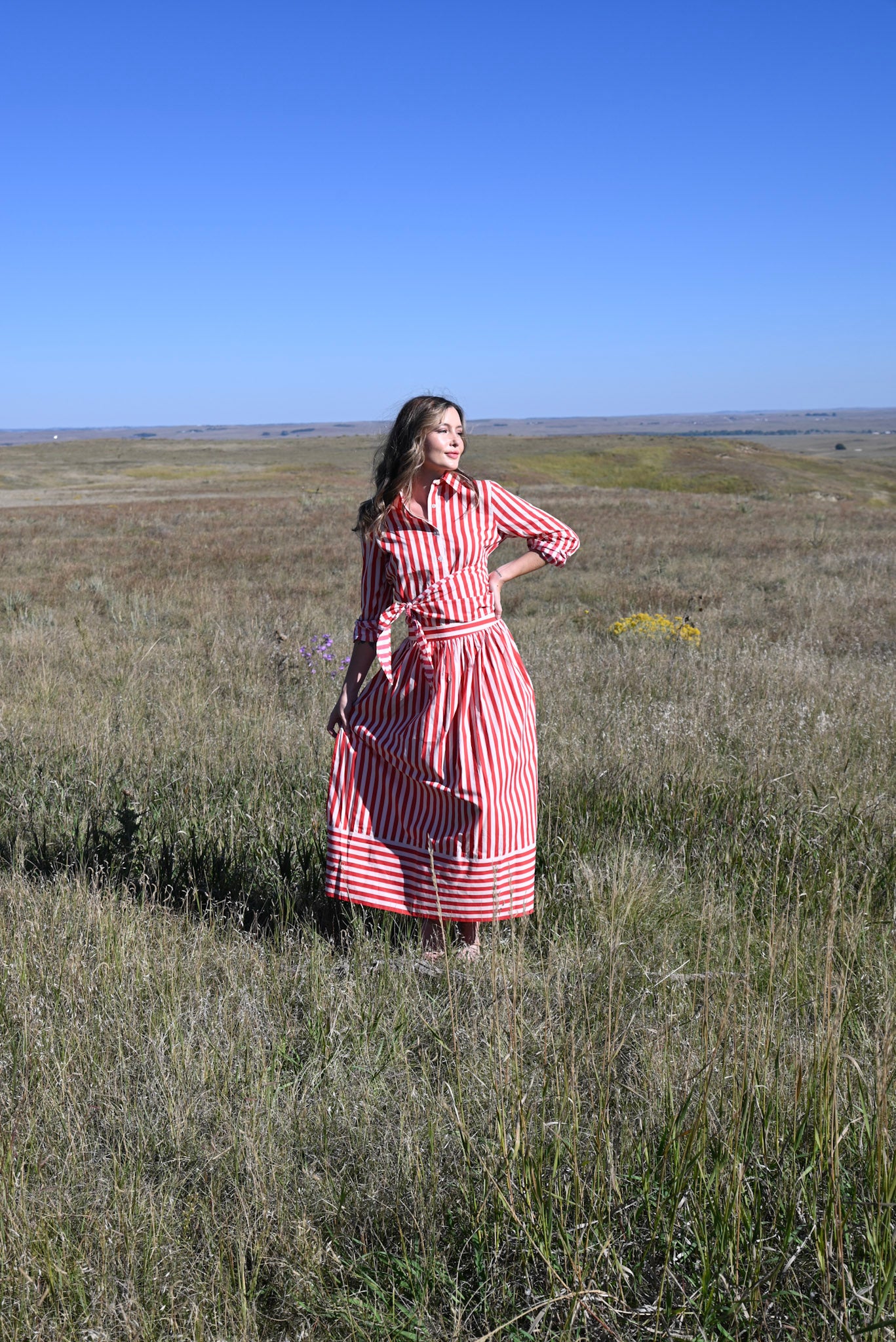 Yarrow Skirt in Red Stripe