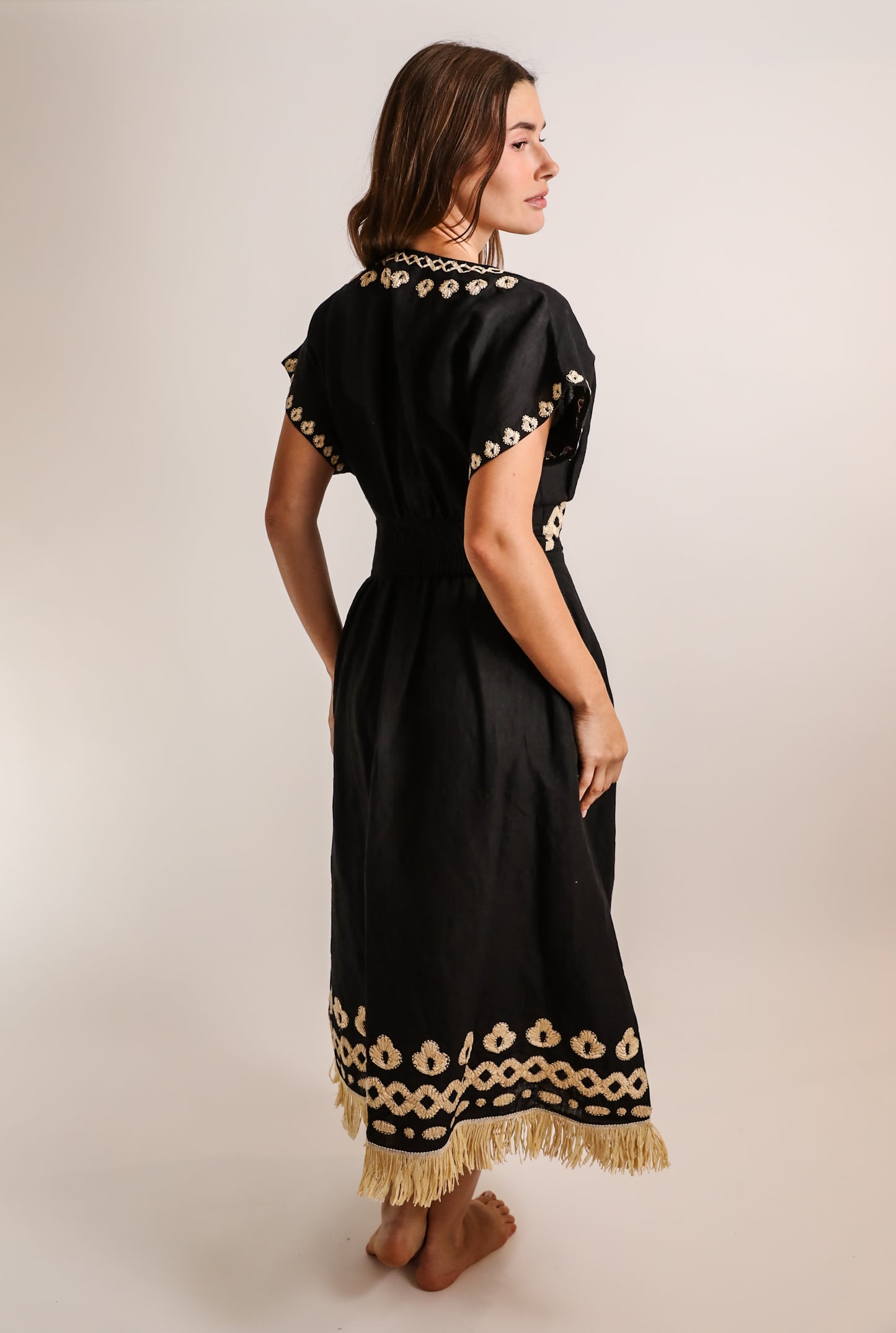 Como Raffia Long Dress- Black