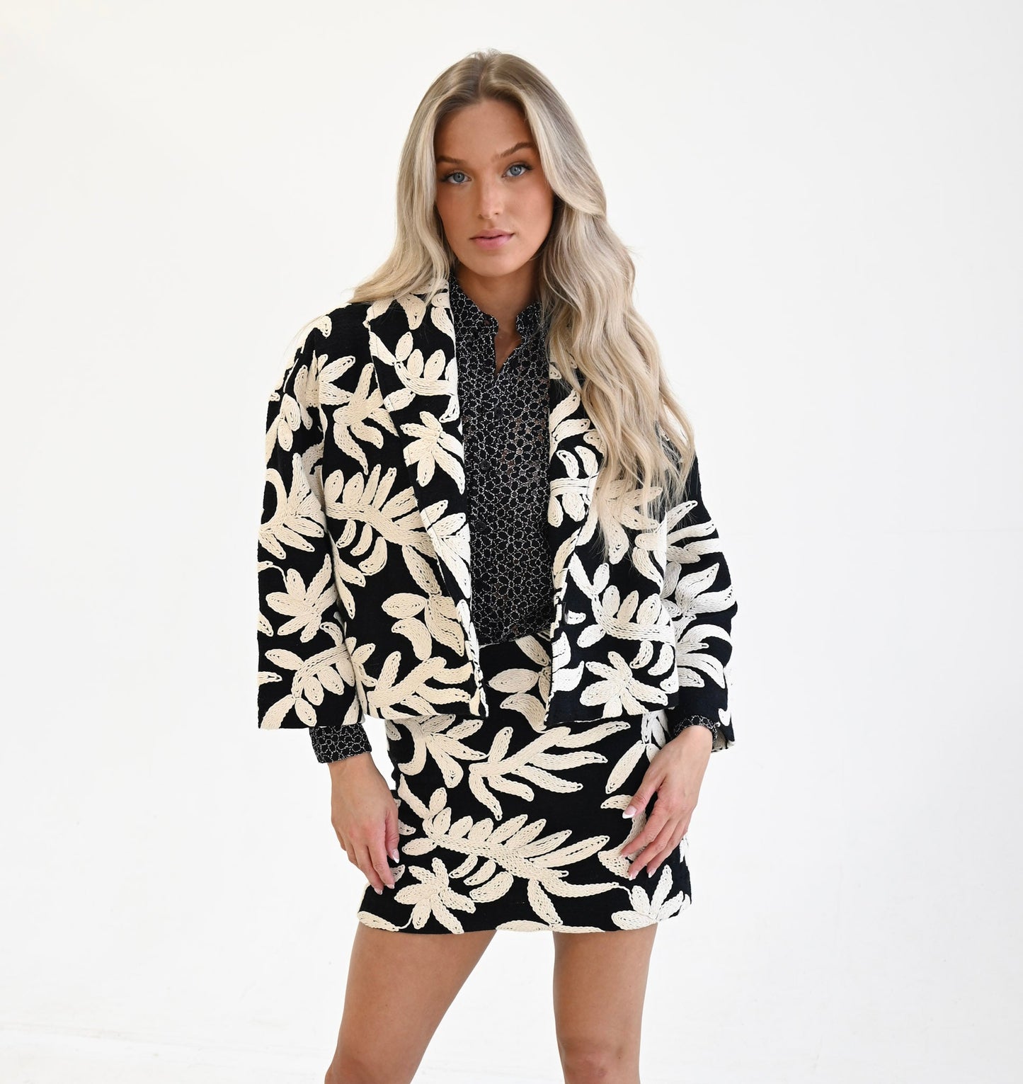 Lily Skirt- Embroidered Leaves