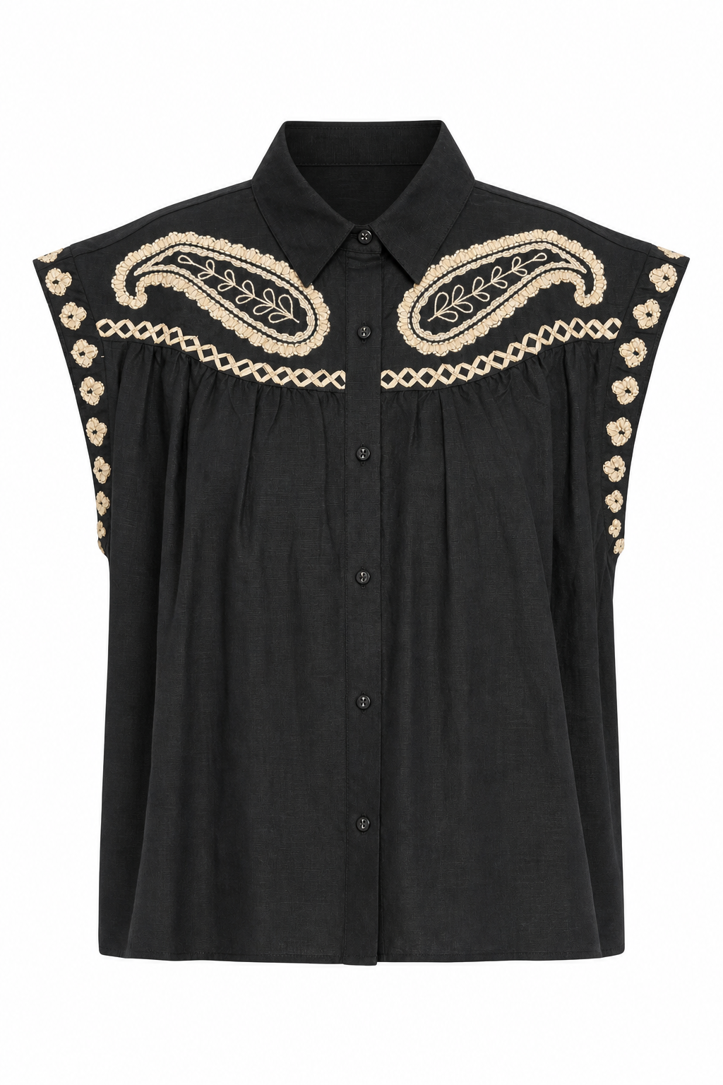 Como Raffia Tansy Top- Black
