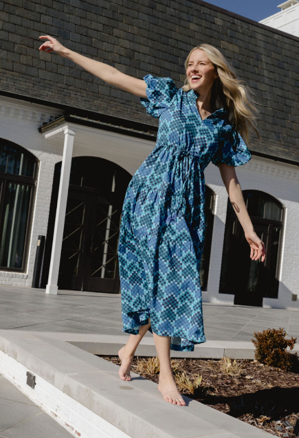 Women's Margaret Dress- Checker Blue