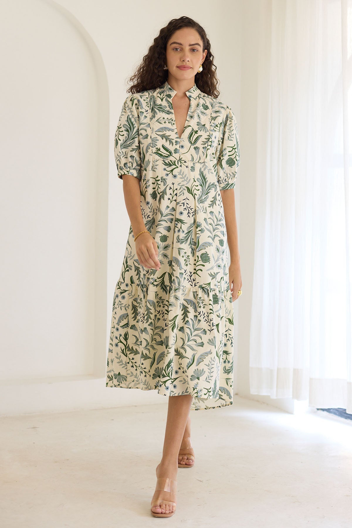 Sumatra Midi Dress- Forest Bliss