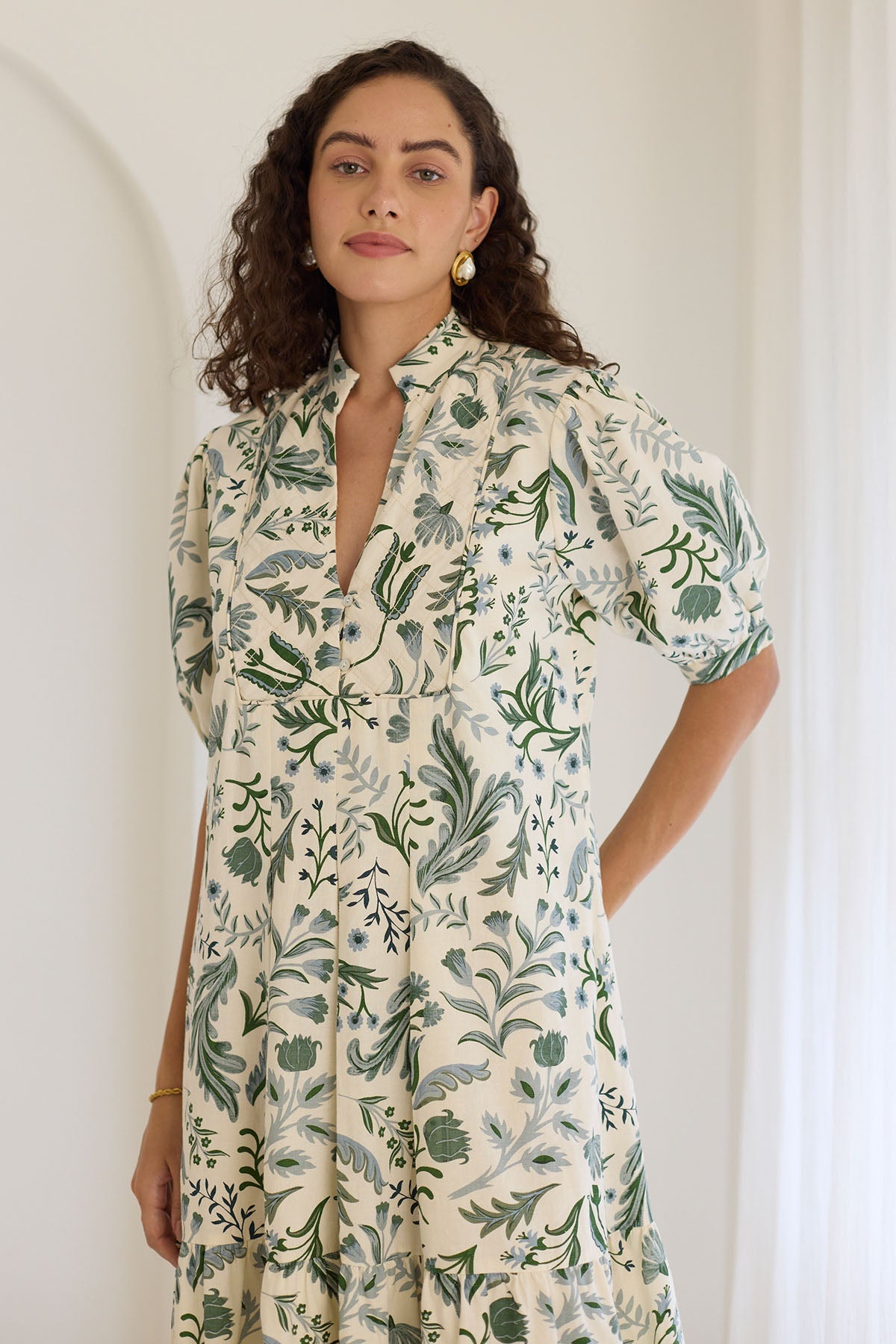 Sumatra Midi Dress- Forest Bliss